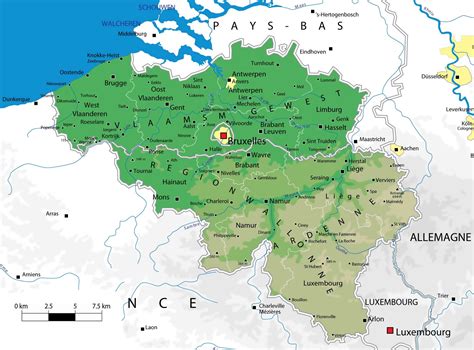 Bã©lgica es un pequeã±o paãs, ubicado en europa noroccidental, que limita con los paãses bajos, alemania, francia y luxemburgo. Mapa grande elevación detallada de Bélgica con las ...