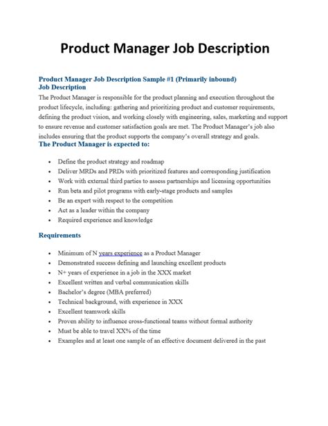 Branch manager job description the branch manager is responsible for the administration and efficient daily operation of a full service branch office, including operations, lending, product sales, customer service, and security and safety in accordance with the bank's objectives. Product Manager Job Descriptions | Product-Management.com