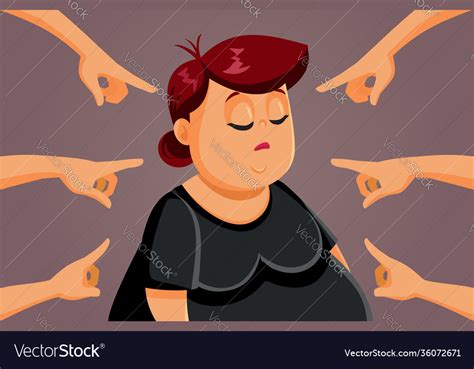 Unhappy Adult Woman Being Fat Shamed And Bullied Vector Image