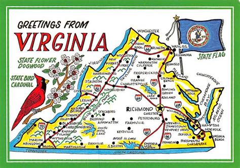 Virginia Map United States Virginia Other Postcard Hippostcard