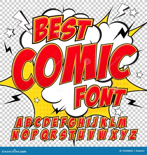 Creative High Detail Comic Font Alphabet In The Red Style Of Comics