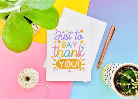 Just To Say Thank You Colourful Greeting Card Etsy