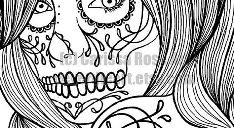 digital  print   coloring book outline page day   dead woman  carissa
