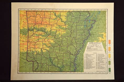 Arkansas Map Of Arkansas Topographic Map Wall Art Decor Colorful