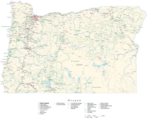 Oregon Detailed Cut Out Style State Map In Adobe Illustrator Vector