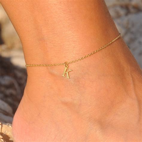 Gold Filled Initial Anklet Personalized Anklet Custom Etsy
