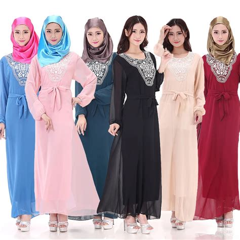 muslim women dress abaya pure with lace patchwork high waist long sleeved arab hui traditional