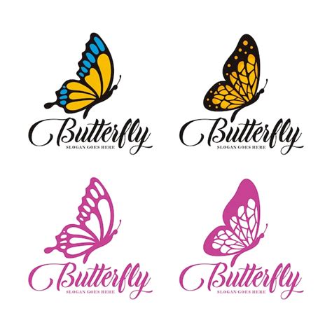 Set Of Butterfly Logo Template Premium Vector