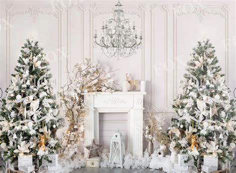 Cheap Price Fox White Christmas Trees Vinyl Photography Backdrop