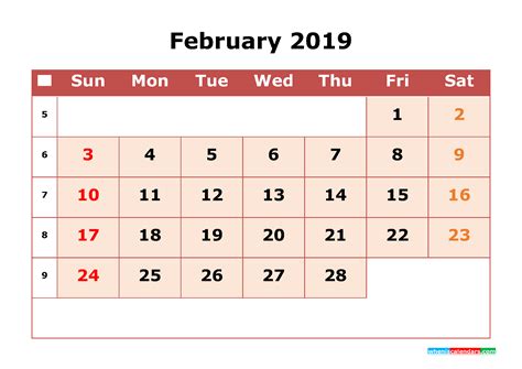 Blank Calendar February 2019 Pdf February2019 Calendarfebruary