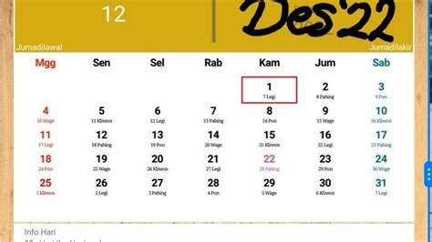 Kalender Jawa Minggu Pahing 1 Januari 2023 Penanggalan Jawa Besok