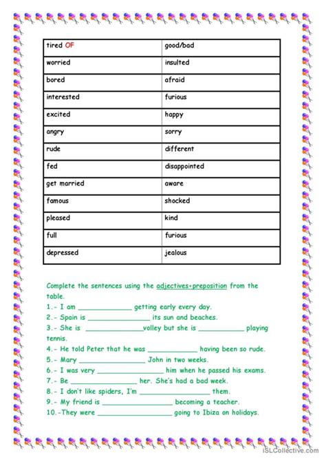 Adjectives With Prepositions English Esl Worksheets Pdf And Doc