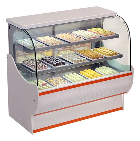 Stainless Steel Curve Sweet Display Counter Riddhi Display Equipment