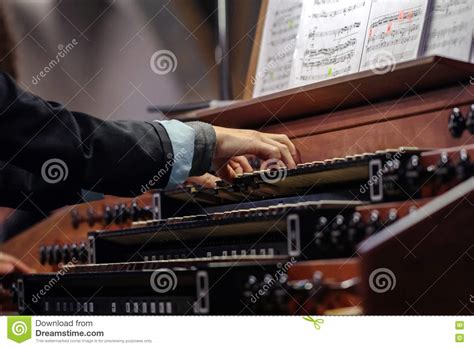 Organist Playing A Pipe Organ Stock Photo Image Of Stops Wood 74411352