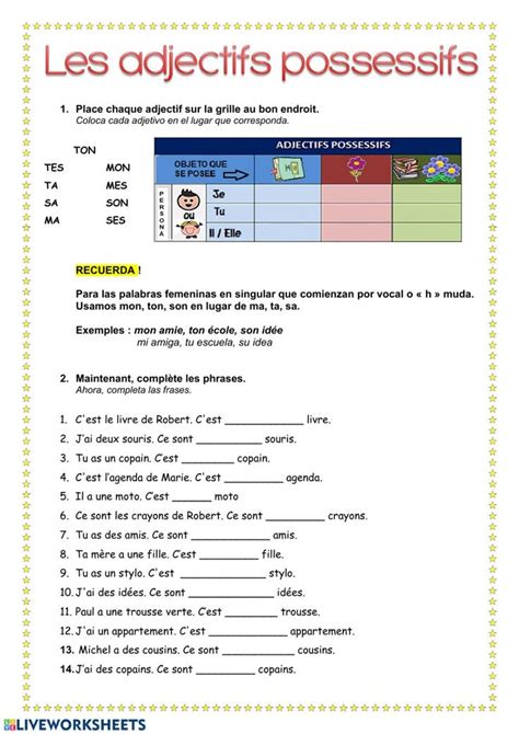 French Possessive Adjectives Exercises Adjectifs Possessifs By Hot Hot Sex Picture