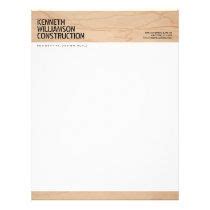 You can print them on your computer, at a print shop, or have it delivered to your office through canva print. Bold Stenciled Wood Construction Letterhead | Zazzle.com