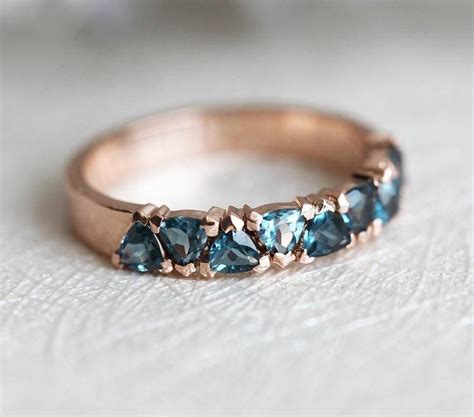 So Unique And Special Sparkly London Blue Topaz Wedding Ring Made With Trillion Shaped Topaz