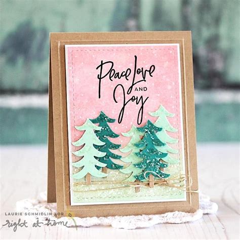 Peace Love Joy Glittery Winter Trees Card By Laurie S Tree Cards