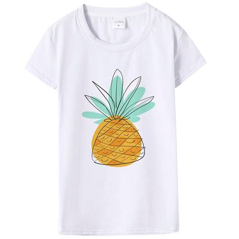2018 Women Ananas Tshirt Summer O Neck Fruit Pineapple Printing T Shirt Short Sleeve Ananas T