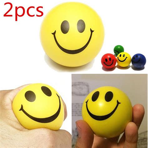 2pcs Smiley Face Release Stress Anti Stress Reliever Ball Stressball