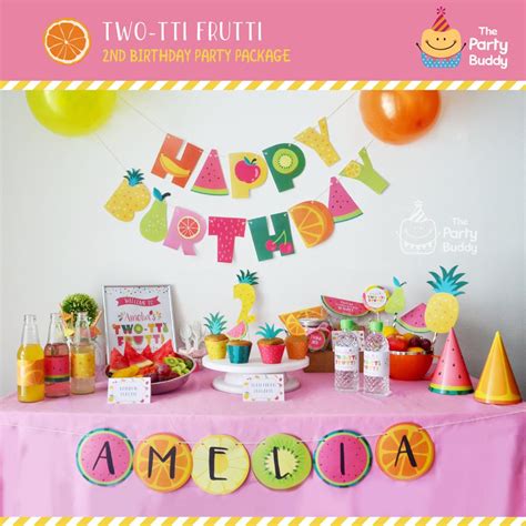 Twotti Frutti Party Pack Girls Sweet 2nd Birthday Tutti Etsy