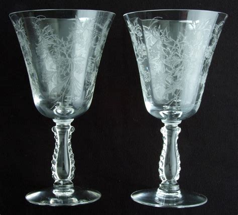 2 Fostoria Heather Pattern Goblets Stems Glasses 9 Ounce 6 1 2 Inch Low Goblets Flute