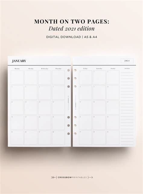 2021 Monthly Planner Printable For Minimal Lovers Monthly Etsy