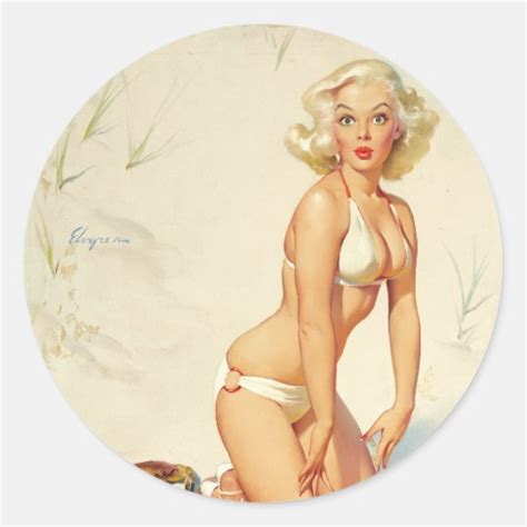 Classic 1950s Vintage Pin Up Girl Classic Round Sticker