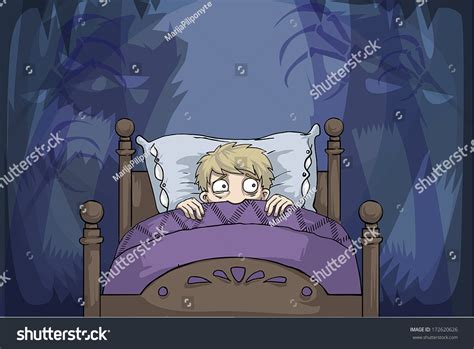 Scared Boy Bed Having Nightmares Vector Stock Vector 172620626
