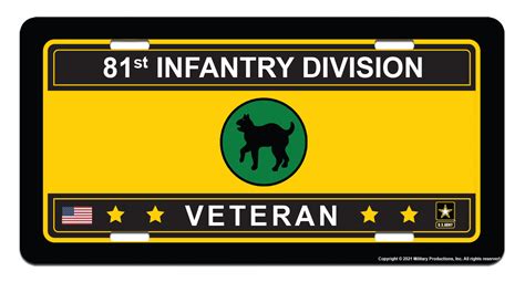 81st Infantry Division Veteran License Plate Us Army Division Veteran