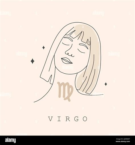 Virgo Zodiac Sign One Line Drawing Astrological Icon With Abstract