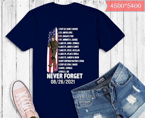 Names Of Fallen Soldiers 13 Heroes Never Forget 08 26 2021 T Shirt