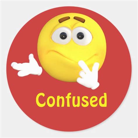 Confused Emoji Emoticon Cartoon Face Classic Round Sticker Au