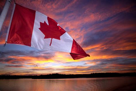Canadian Flag Stock Photo Image Of Water Canada Sunset 29288680