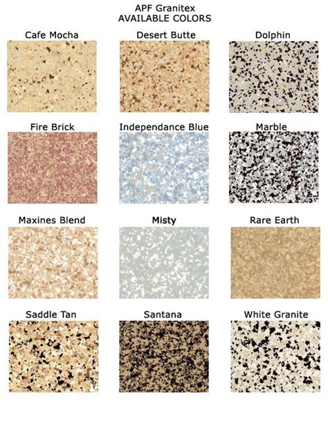 Garage Floor Epoxy Color Chart Flooring Tips