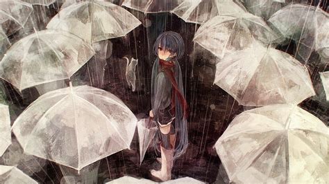 Anime Rain Girl Umbrella Wallpapers Wallpaper Cave