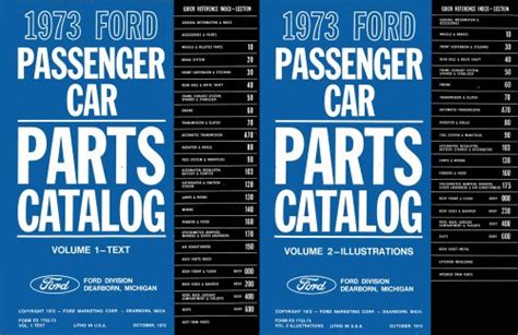 1973 Ford Parts Numbers Book List Guide Catalog Interchange
