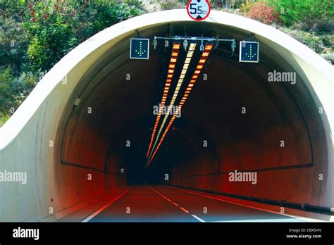 Lights In Road Tunnel Stock Photo Alamy