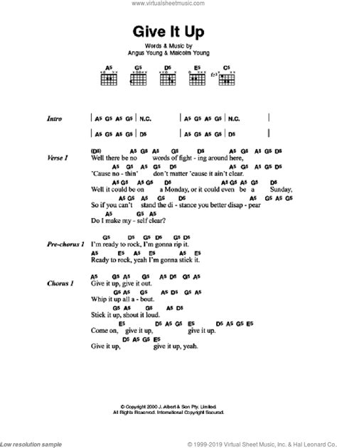 Acdc Give It Up Sheet Music For Guitar Chords Pdf