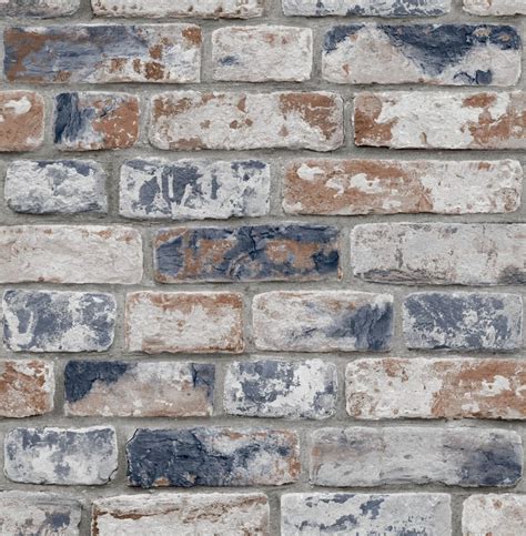 Distressed Brick Navy Brick Wallpaper White Brick