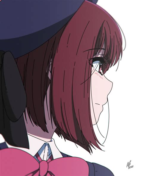 safebooru 1girl absurdres animebrit arima kana blue headwear blush bob cut closed mouth hat