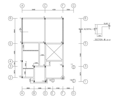 Floor Framing Plan Structure Details Of Residential Villa Dwg File
