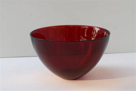 Vintage Orrefors Crystal Made In Sweden Fuga Ruby Red Art Glass Bowl