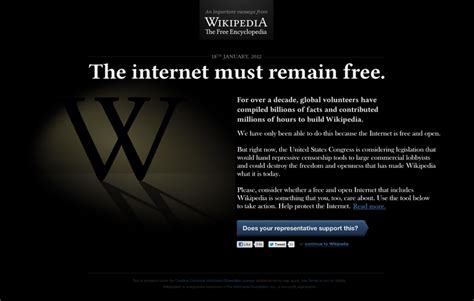 Wikipedia Blackout Protect Ip Act Stop Online Piracy Act Pipa Sopa Know Your Meme