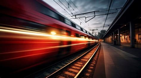 Premium Ai Image A Photo Capturing The Motion Blur Of A Train Passing