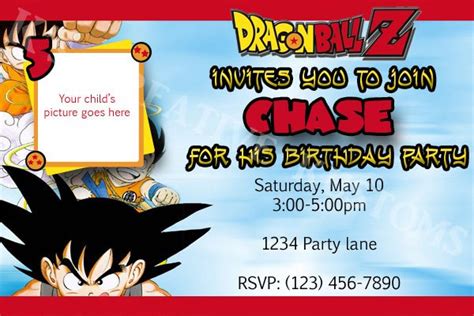 This episode first aired in japan on august 16, 2015. Dragon Ball Z Custom Birthday Party Invitation (HQ DIGITAL ...