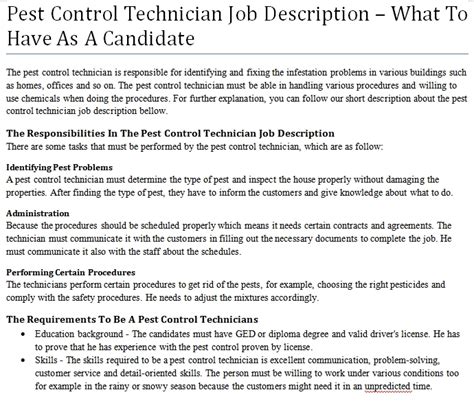 Pest Control Technician Job Description What To Have As A Candidate