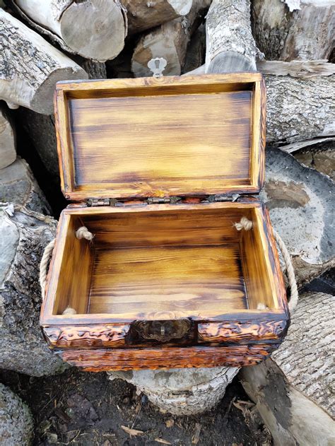 Wooden Pirate Chest Large Treasure Chest Rustic Chest With Etsy
