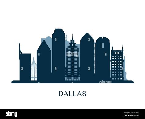 Dallas Skyline Monochrome Silhouette Vector Illustration Stock Vector