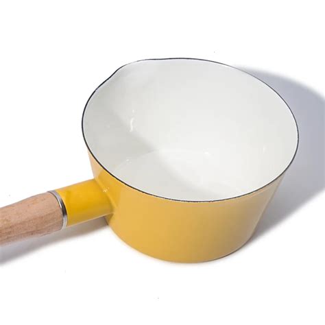 Korean Enamel Sauce Pan Milk Soup Pot With Long Wooden Handle Buy